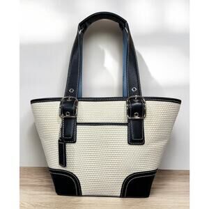 Vintage Coach 4467 Woven Straw Mini Tote Bag